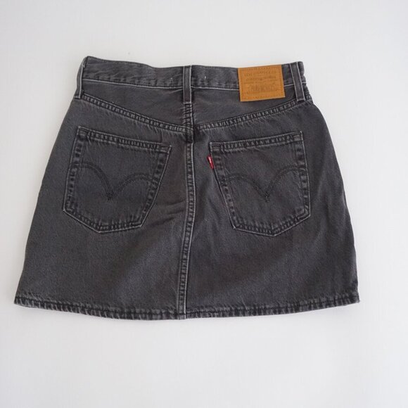 Levi's Premium Black Faded Rib Cage Mini Denim Skirt Size 27 - Picture 11 of 13